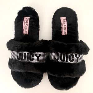 Juicy Couture black fuzzy slipper size 8